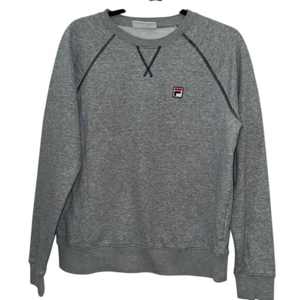 Fila Mens Grey Crewneck Sweatshirt Size L Cotton & Polyester Blend Casual Wear